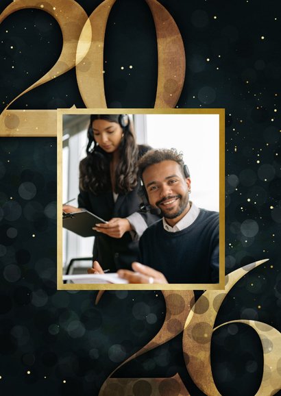 Zakelijke kerstkaart gouden 2026 donkergroen stijlvol 2