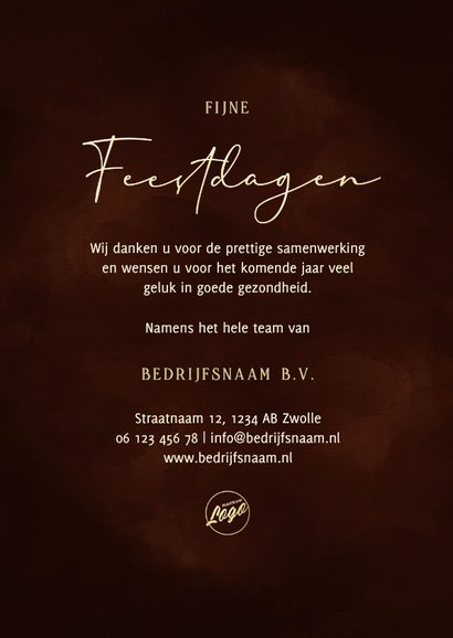 Zakelijke kerstkaart gouden 2026 donkerrood stijlvol 3