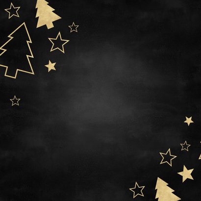 Zakelijke kerstkaart gouden kerstbomen en sterren 2026 Achterkant