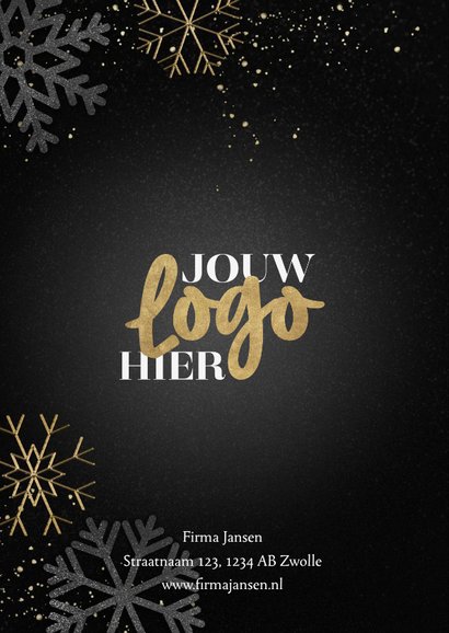 Zakelijke kerstkaart gouden Merry Christmas & sneeuwvlokken 2