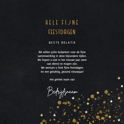 Zakelijke kerstkaart gouden sterren spetters en logo 3