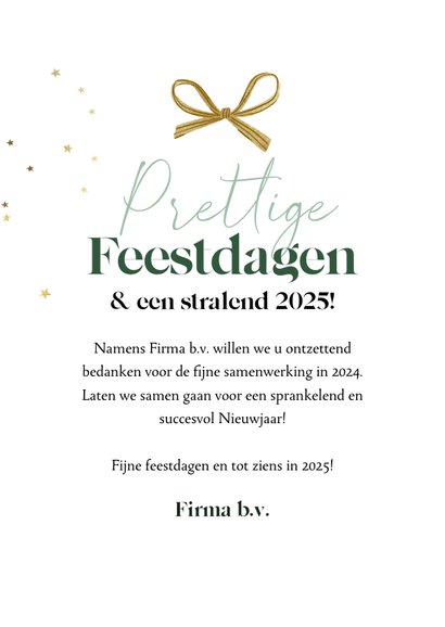 Zakelijke kerstkaart goudlook jaartal kersttakken sterren 3