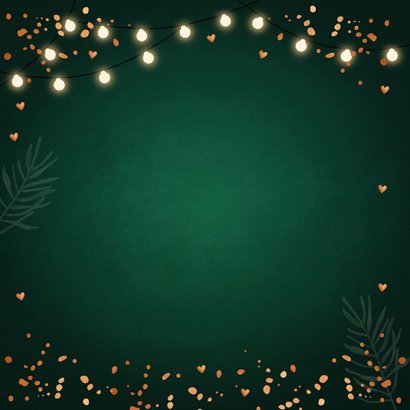 Zakelijke kerstkaart groen bedankt lampjes confetti 2