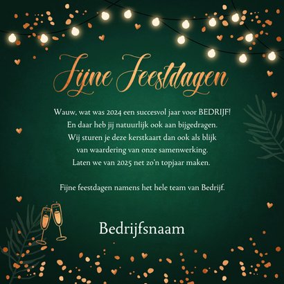 Zakelijke kerstkaart groen bedankt lampjes sparkles 3