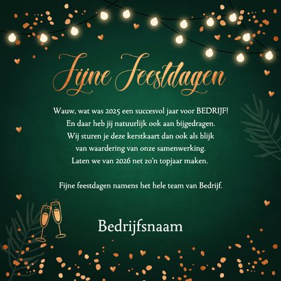Zakelijke kerstkaart groen bedankt lampjes sparkles 3