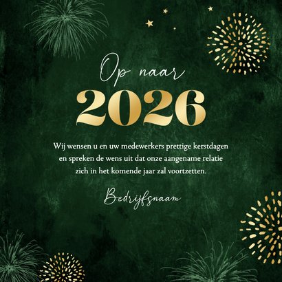 Zakelijke kerstkaart groen kerstballen goud foto sterren 3