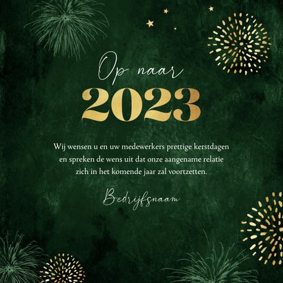 Zakelijke kerstkaart groen kerstballen goud foto sterren 3