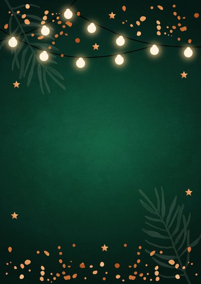 Zakelijke kerstkaart groen lampjes 2026 koperlook 2