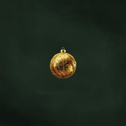 Zakelijke kerstkaart groen met gouden kerstballen bedankt Achterkant