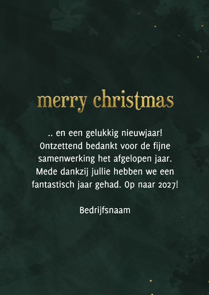 Zakelijke kerstkaart groen veel kerstballen met foto's 3