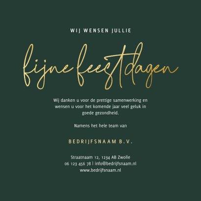 Zakelijke kerstkaart groene waterverf met goudlook 2022 3
