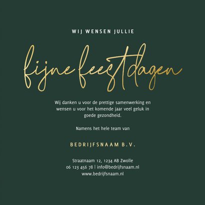 Zakelijke kerstkaart groene waterverf met goudlook 2023 3