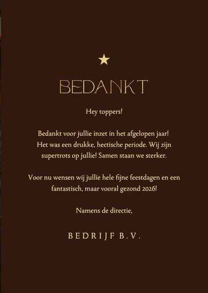 Zakelijke kerstkaart grote foto bedankt transparant 3