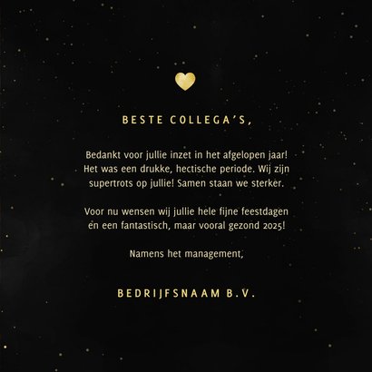 Zakelijke kerstkaart hart met confetti goudlook 3