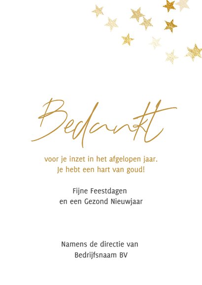 Zakelijke kerstkaart hart van goud in sterren 3
