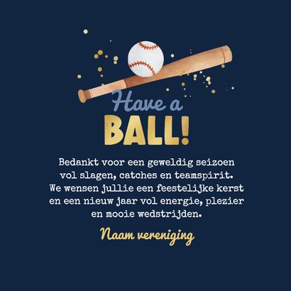 Zakelijke kerstkaart honkbalclub vereniging nieuwjaar 3