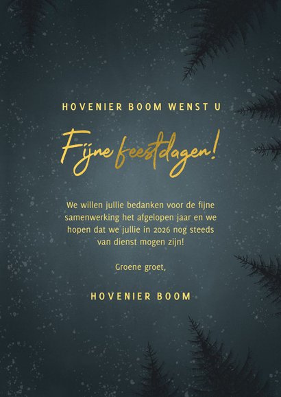 Zakelijke kerstkaart hovenier branche bomen, foto en sterren 3
