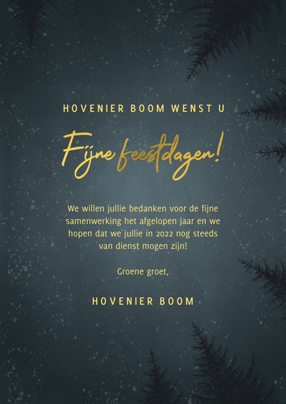 Zakelijke kerstkaart hovenier branche bomen, foto en sterren 3