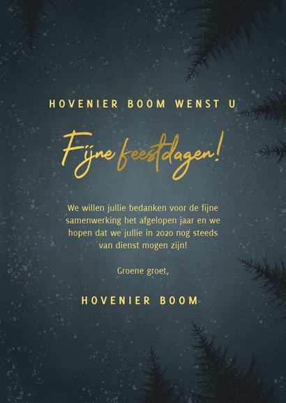 Zakelijke kerstkaart hovenier branche bomen, foto en sterren 3