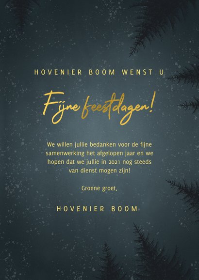 Zakelijke kerstkaart hovenier branche bomen, foto en sterren 3
