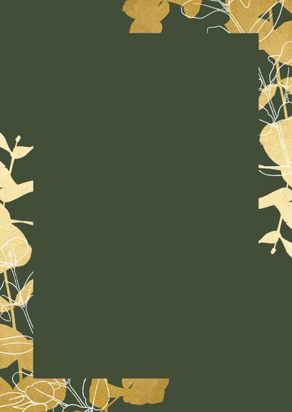 Zakelijke kerstkaart hovenier met gouden takjes en foto Achterkant