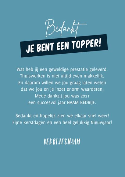 Zakelijke kerstkaart huis thuiswerken bedankt medewerkers 3