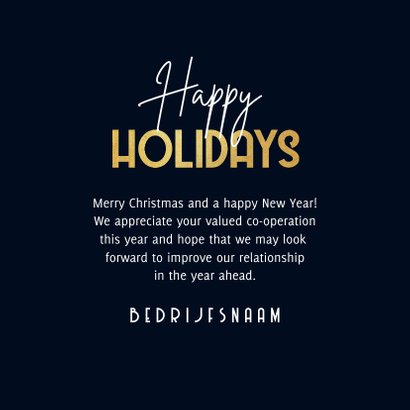 Zakelijke kerstkaart internationaal happy holidays champagne 3