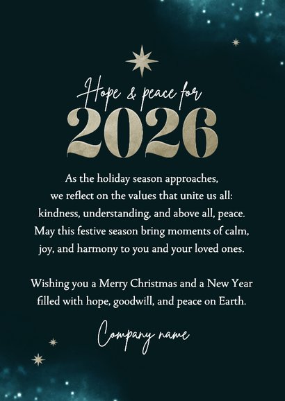 Zakelijke kerstkaart internationaal wereld kerstbal vrede 3