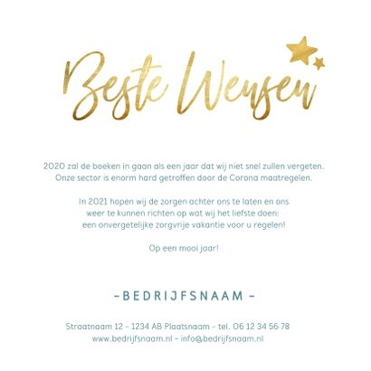Zakelijke kerstkaart jaartal 2021 met wereldbol 3