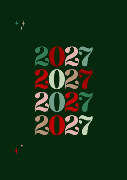 Zakelijke kerstkaart jaartallen typografisch kleurrijk 2