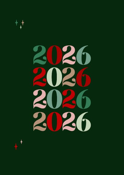 Zakelijke kerstkaart jaartallen typografisch kleurrijk 2