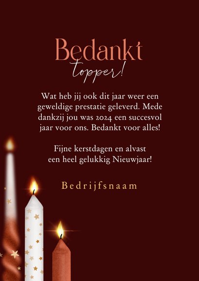 Zakelijke kerstkaart kaarsen lichtpuntjes bedankt feestdagen 3