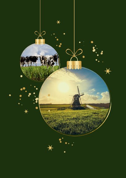 Zakelijke kerstkaart kerstbal bedankt sterren goud algemeen 2