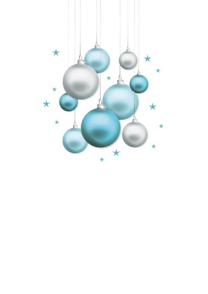 Zakelijke kerstkaart kerstballen blauw en zilver 2