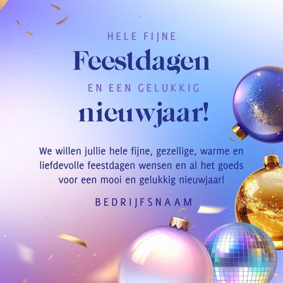 Zakelijke kerstkaart kerstballen discoballen jaartal 2026 3