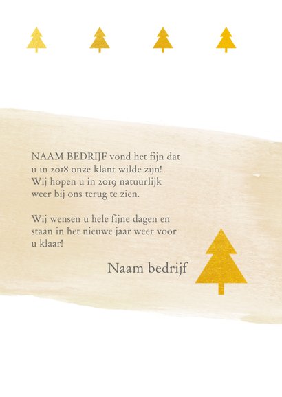 Zakelijke kerstkaart kerstbomen goud 3