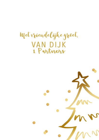 Zakelijke kerstkaart kerstboom confetti goudlook 3