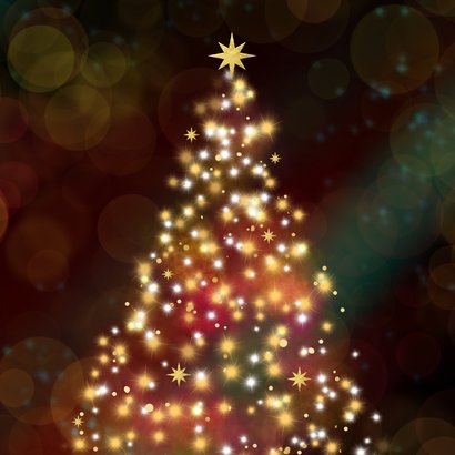 Zakelijke kerstkaart kerstboom lichtjes sterren roze bedankt 2