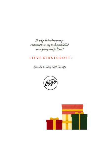 Zakelijke kerstkaart kerstboom van cadeaus 3