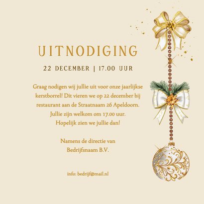 Zakelijke kerstkaart kerstborrel kerstballen met strikken 3