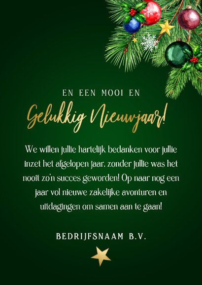 Zakelijke kerstkaart kerstkrans kerstballen en logo 3