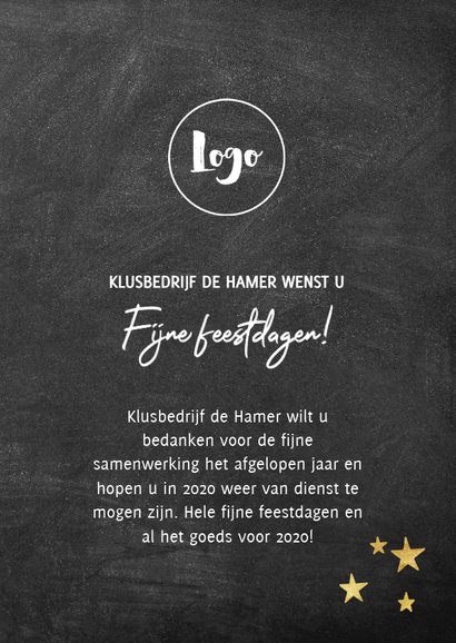 Zakelijke kerstkaart klusbedrijf houten kerstboom en foto's 3
