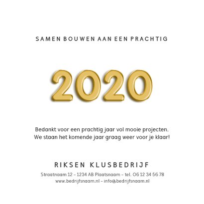 Zakelijke kerstkaart klusbedrijf jaartal 2020 moer en zaag 3