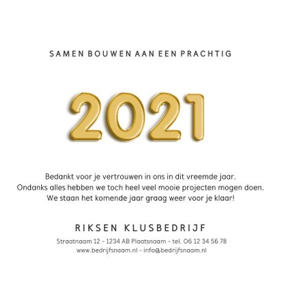 Zakelijke kerstkaart klusbedrijf jaartal 2021 moer 3