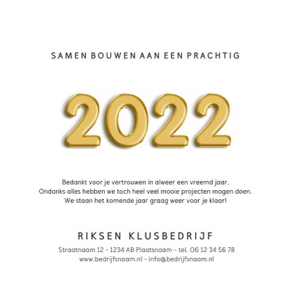 Zakelijke kerstkaart klusbedrijf jaartal 2022 moer 3