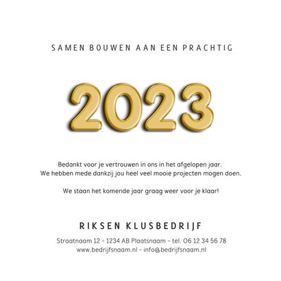 Zakelijke kerstkaart klusbedrijf jaartal 2023 moer 3