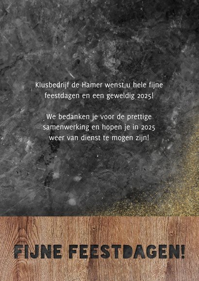 Zakelijke kerstkaart klusbedrijf met hout, beton en foto's 3