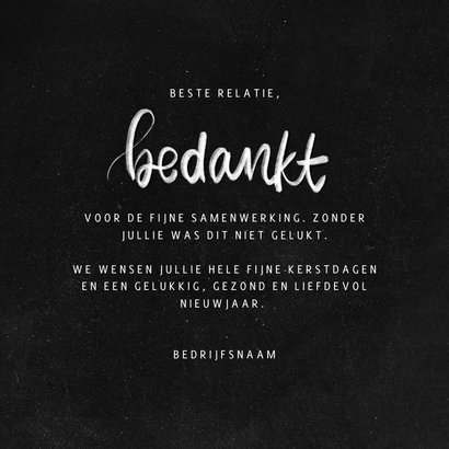 Zakelijke kerstkaart krijtbord typografie bedankt 3