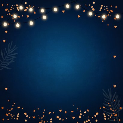 Zakelijke kerstkaart lampjes bedankt koperlook blauw 2