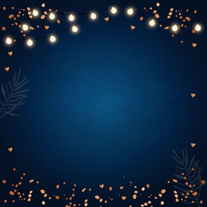 Zakelijke kerstkaart lampjes bedankt koperlook blauw 2